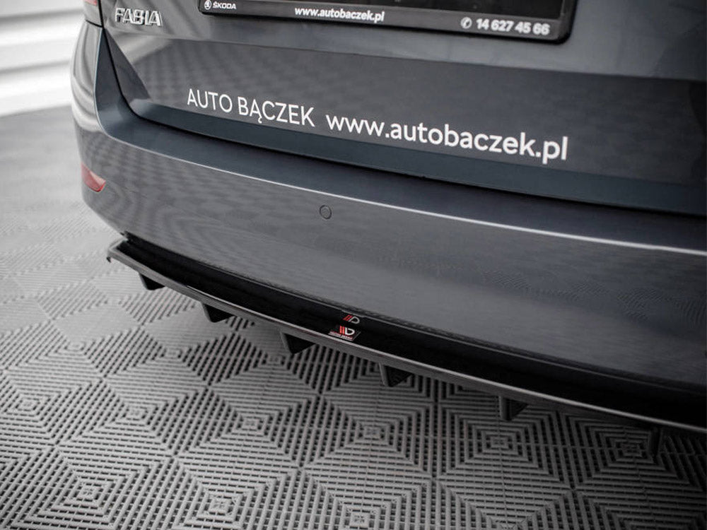 Skoda Fabia Estate Mk3 Facelift (2019-) Maxton Design Central Rear Splitter ABS Gloss Black