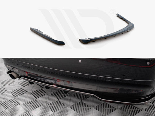 BMW E90 Saloon rear splitter - Maxton Design gloss black central lip with vertical bars