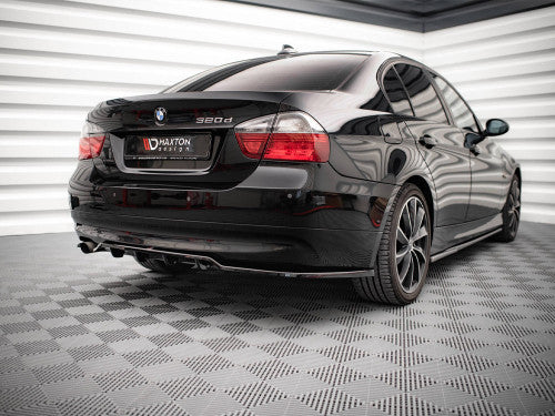 BMW E90 Saloon rear splitter - Maxton Design gloss black central lip with vertical bars