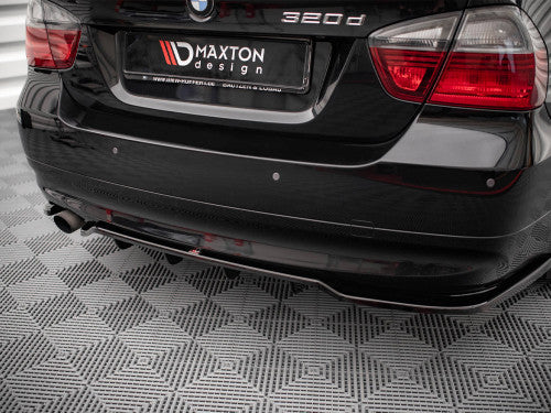 BMW E90 Saloon rear splitter - Maxton Design gloss black central lip with vertical bars