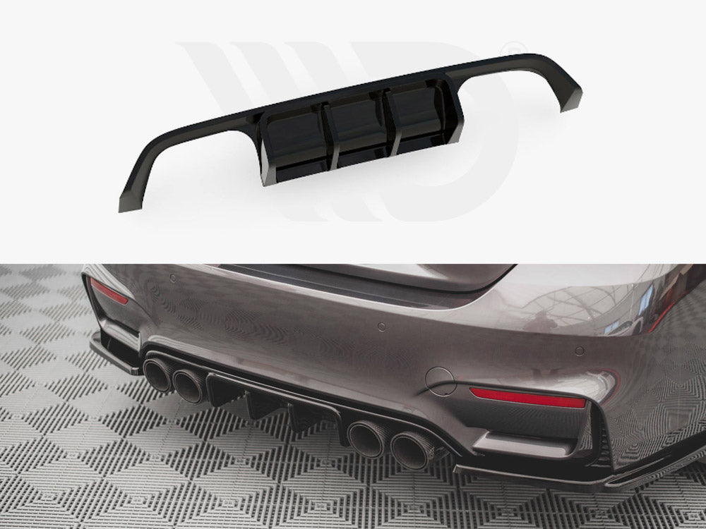 BMW M4 F82 rear valance diffuser by Maxton Design, ABS plastic