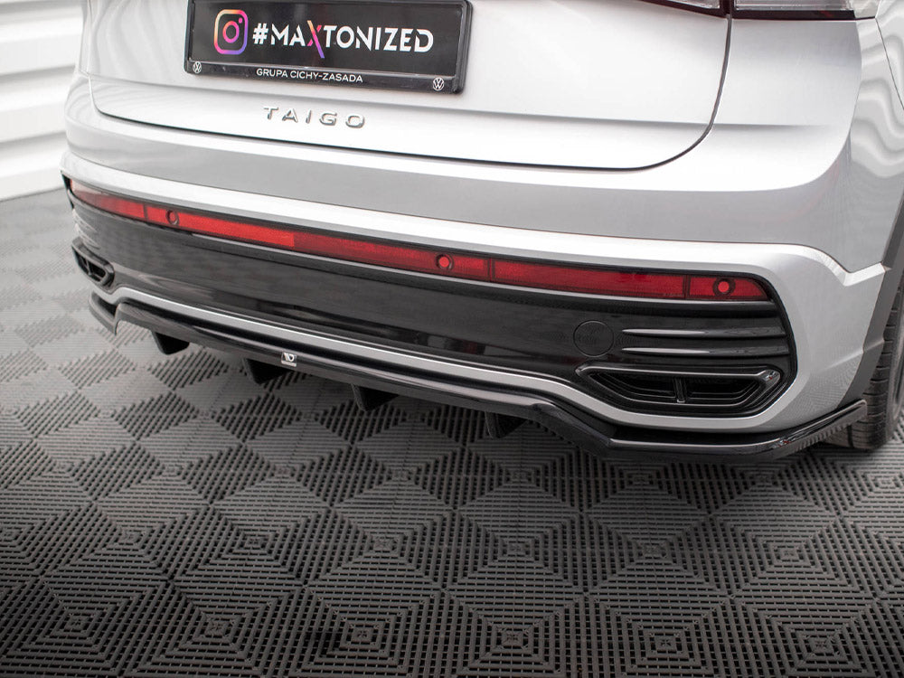 VW Taigo R-Line Mk1 rear splitter - Maxton Design Vertical Bars ABS gloss black