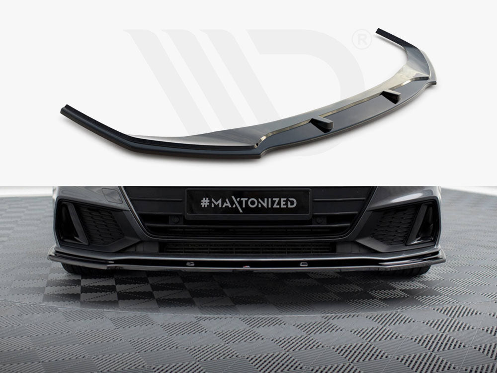 Audi A7 C8 & S7 C8 Front Splitter V.2 - Maxton Design Gloss Black