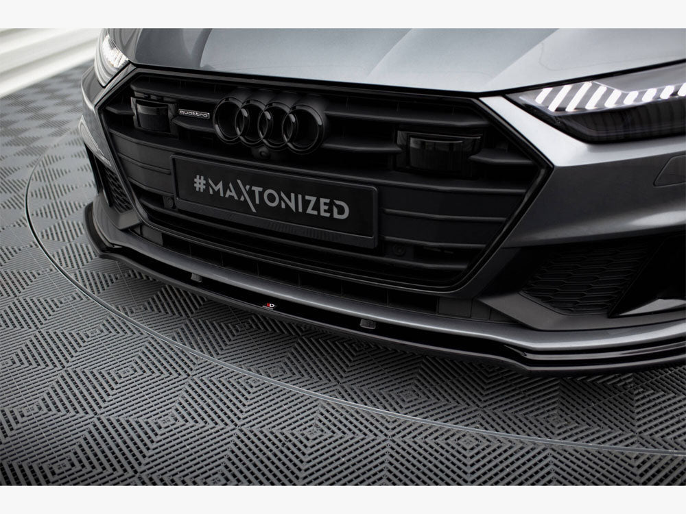 Audi A7 C8 & S7 C8 Front Splitter V.2 - Maxton Design Gloss Black