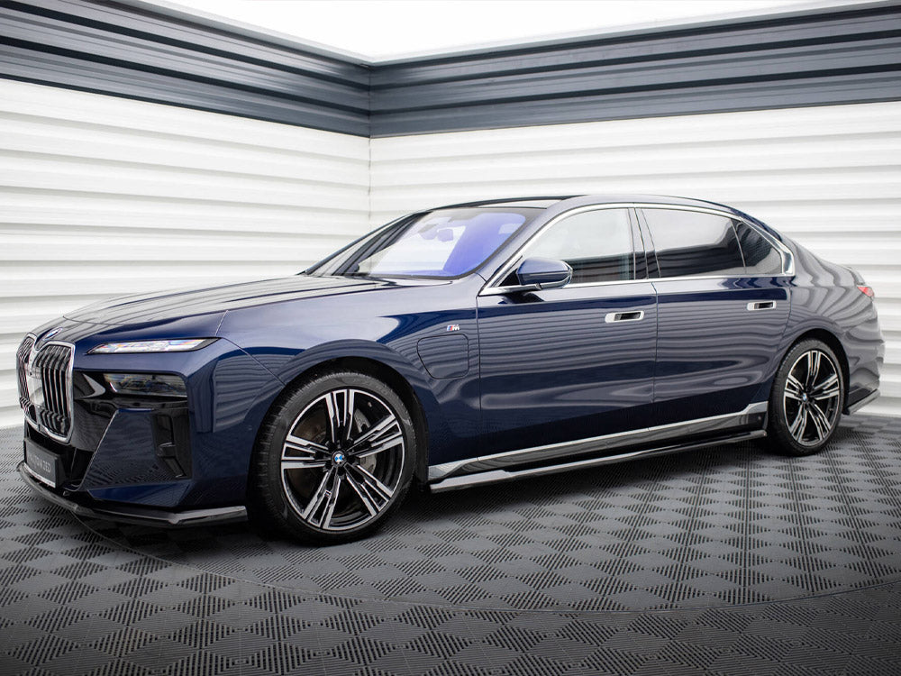 BMW G70 side skirt diffusers, Maxton Design gloss black, MD-G70-SKIRT-DIFF