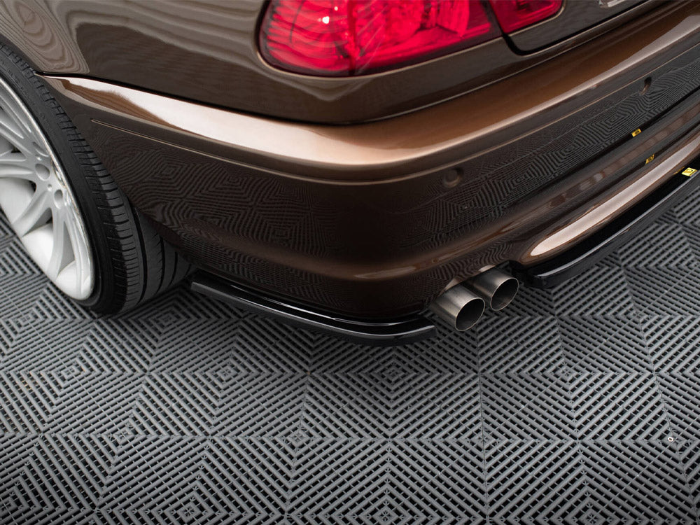 BMW E46 M-Pack Coupe rear side splitters, Maxton Design gloss black ABS