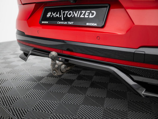 Skoda Enyaq Coupe iV RS rear splitter - Maxton Design vertical bars, gloss black