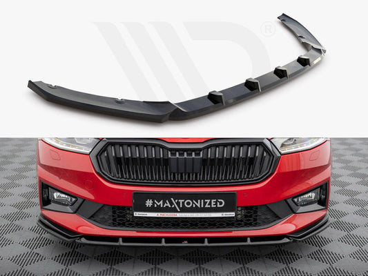 Skoda Fabia Monte Carlo Mk4 (2021+) front splitter, Maxton Design gloss black ABS