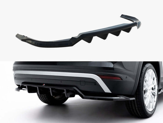 Skoda Kodiaq Mk2 2024 rear splitter, Maxton Design vertical bars, gloss black ABS