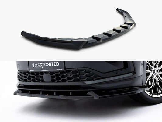 Skoda Kodiaq Mk2 2024+ front splitter - Maxton Design gloss black ABS