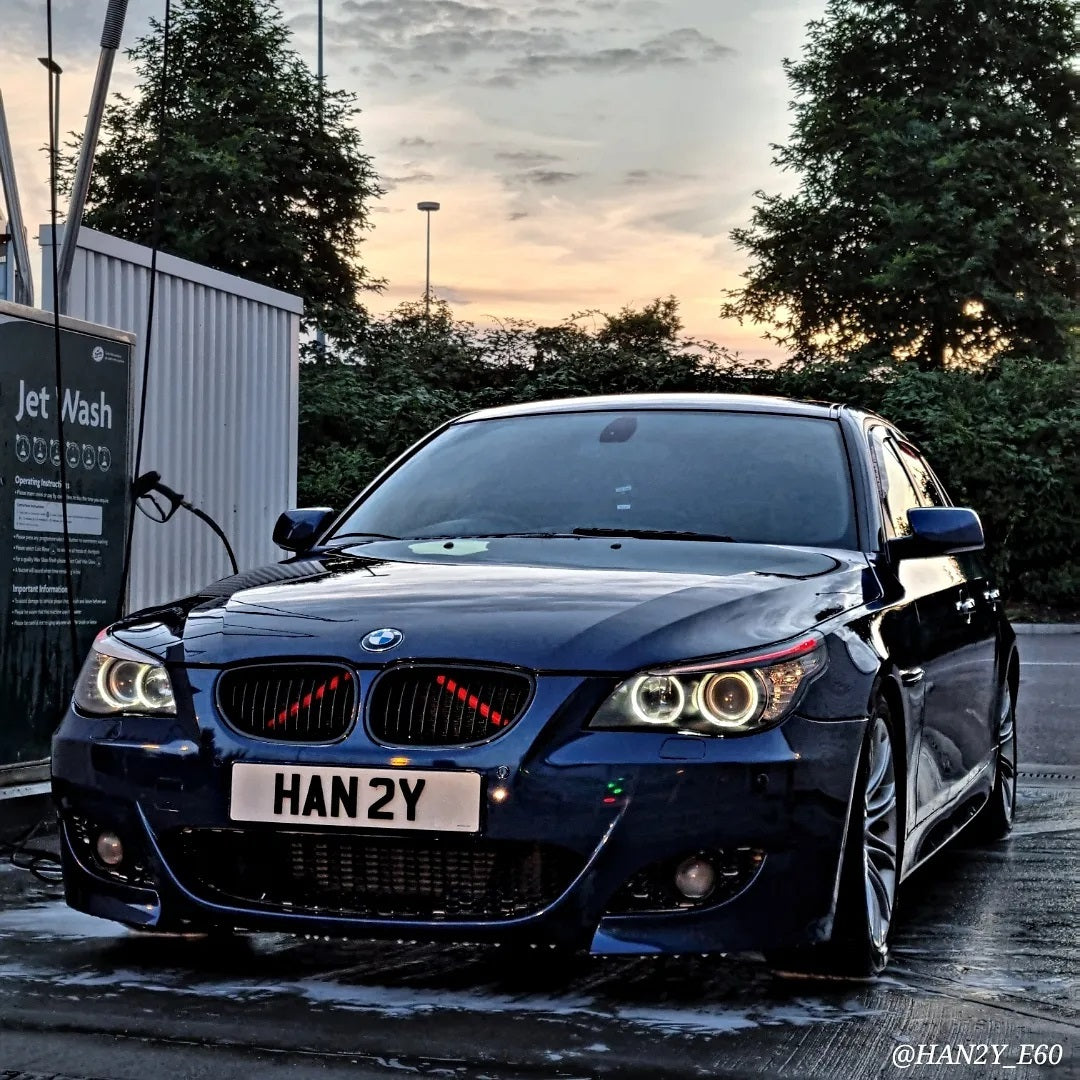 BMW V brace red luminescent vinyl overlay sticker