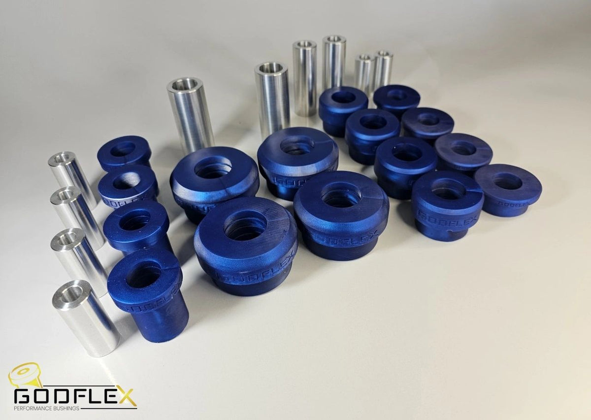 Nissan 350Z Z33 front arm bushes kit, polyurethane, CNC aluminium sleeves