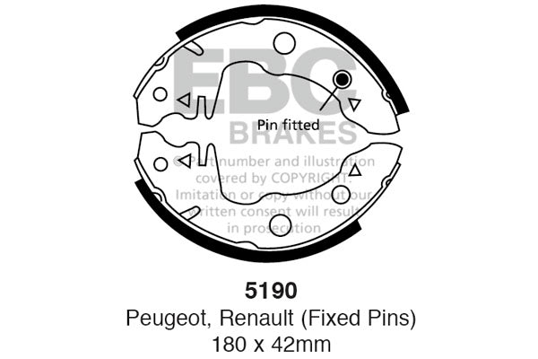 EBC Brake Shoe Replacement Set 5190 for Classic & Performance Drum Brakes