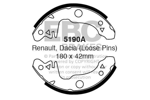 EBC 5190A Brake Shoe Set for 180mm Drum Brakes