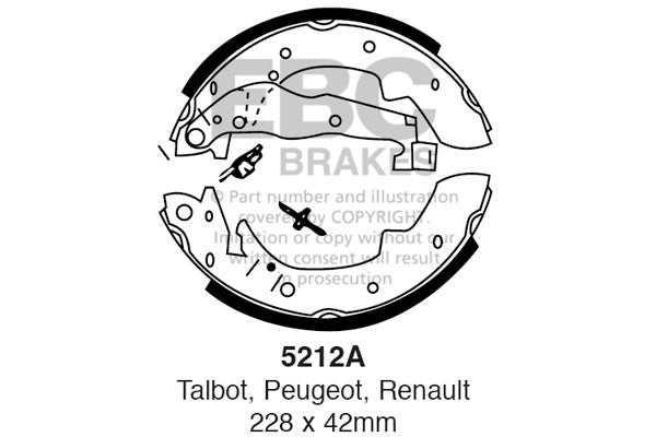 EBC 5212A Brake Shoe Set for 228mm Drum Brakes
