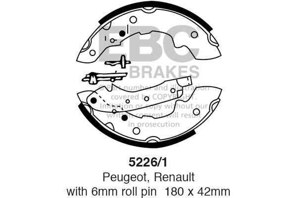 EBC Brake Shoe Set 5226/1 for 180mm Drum Brakes