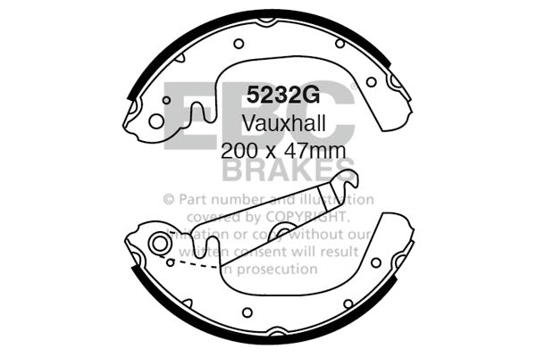 EBC 5232G Brake Shoes for Classic UK Drum Brake Cars