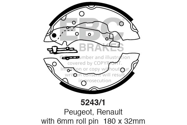 EBC Brake Shoe Set 5243/1 for Ford Escort MkII, MkIII