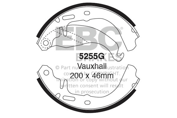EBC 5255G Brake Shoe Set for 200mm Drum Brakes