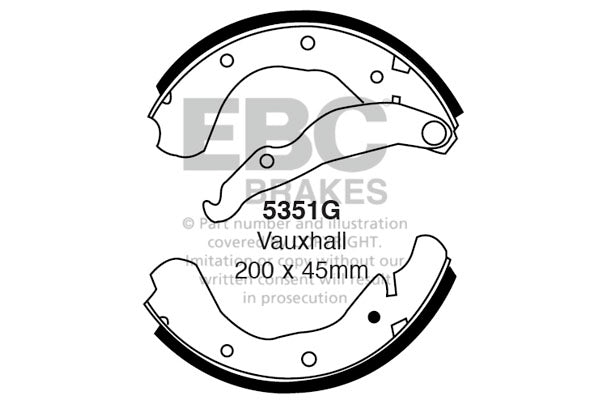 EBC 5351G Brake Shoe Set for 200mm Drum Brakes
