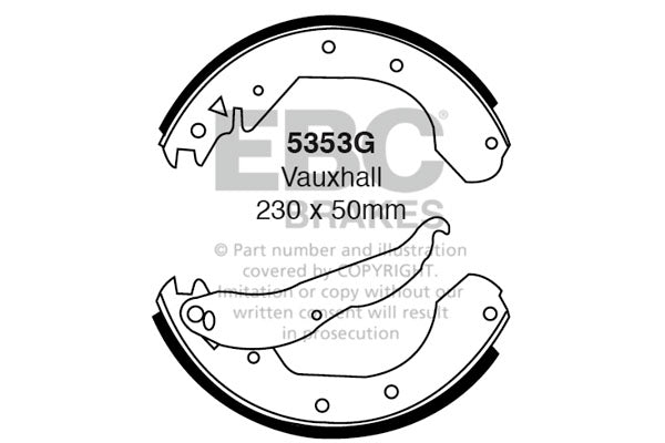 EBC 5353G Brake Shoe Set for 230mm Drum Brakes