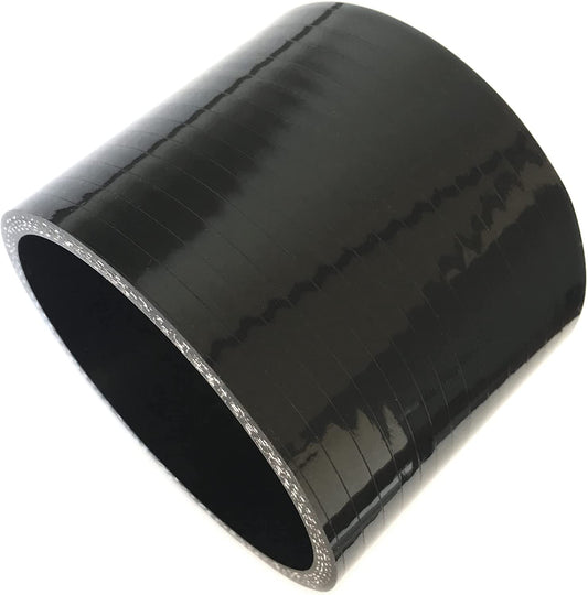 102mm straight silicone hose coupler, 4-ply black, includes clamps
