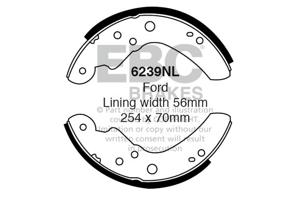 EBC 6239NL Brake Shoe Set for 254mm Drum Brakes