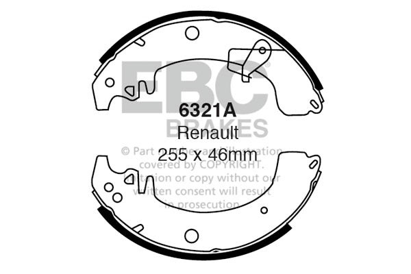 EBC Brake Shoe Set 6321A for 255mm Drum Brakes
