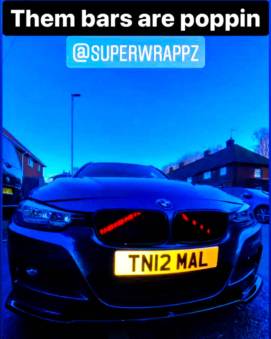 BMW V brace red luminescent vinyl overlay sticker