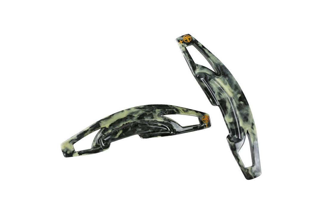 G20 G21 A90 Paddle Shifters - Armaspeed Luminous Green Forged Carbon, Part No 1CCBM40G24-L