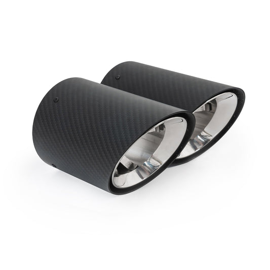 G20 G21 Carbon Fibre Tailpipes 4" Slip-on Tips, BMW Part 18308485758, B47 B48