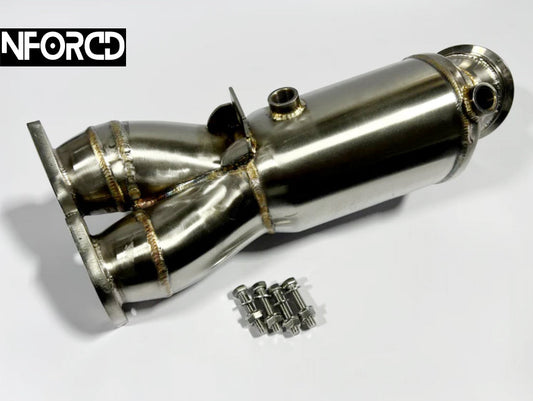 BMW N55 E82 E88 E90 E91 E92 E93 downpipe, 200 cell sports cat, T304 stainless