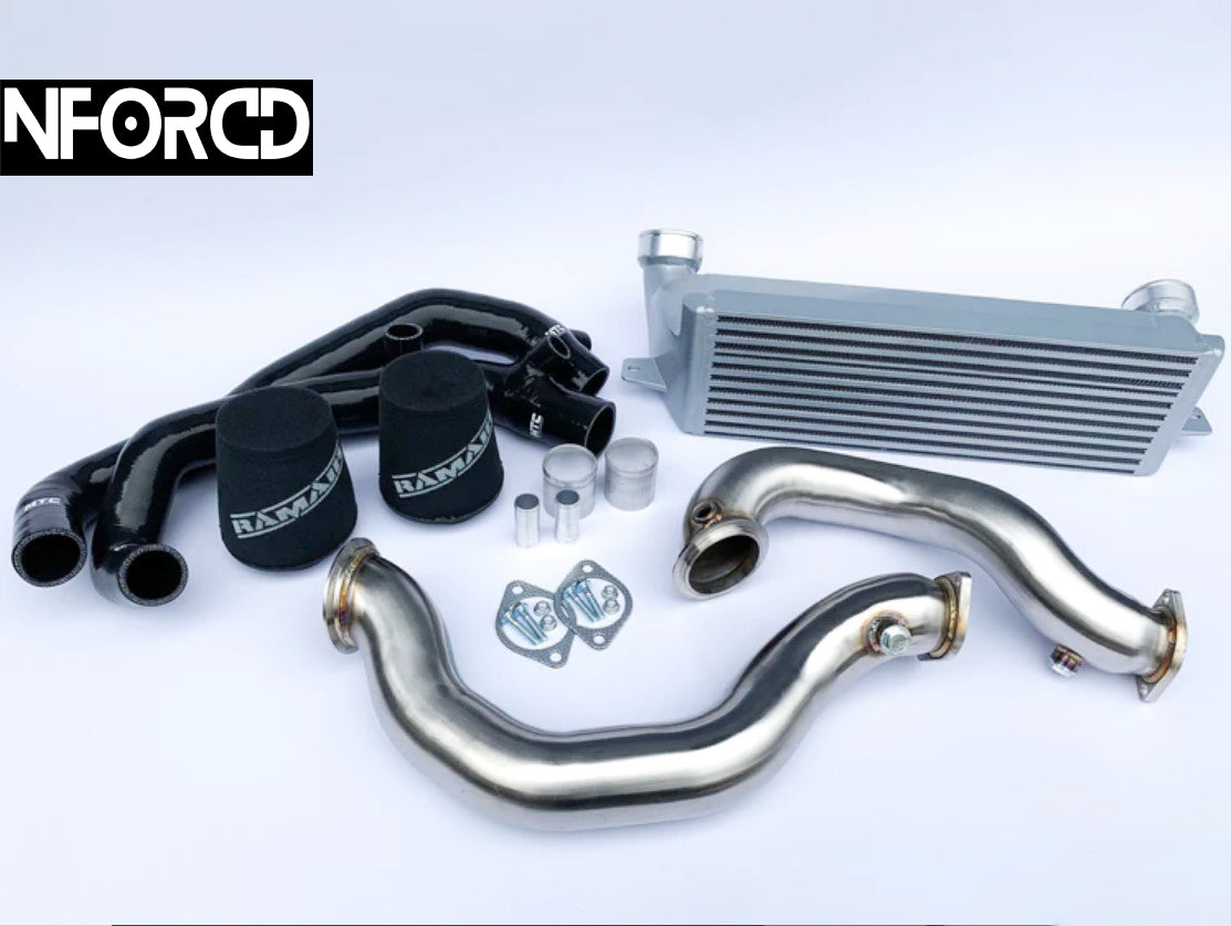 BMW N54 E90 E92 E82 decat downpipes, 5in stepped FMIC & turbo inlets kit