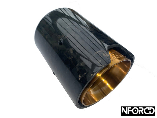 BMW 63-67mm & 67-72mm forged carbon fibre exhaust tips, gold