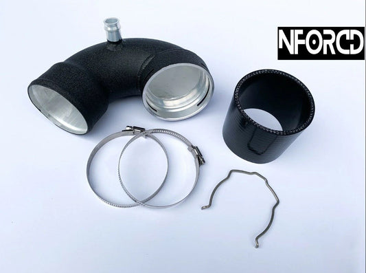 F80 M3 F82 M4 S55 charge pipe upgrade, black crinkle, meth port