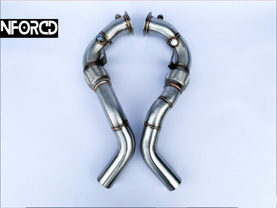 F85 F86 S63TU Decat Downpipes Catless 3" T304 Stainless, TIG Welded, Part No Cuz-F85DP
