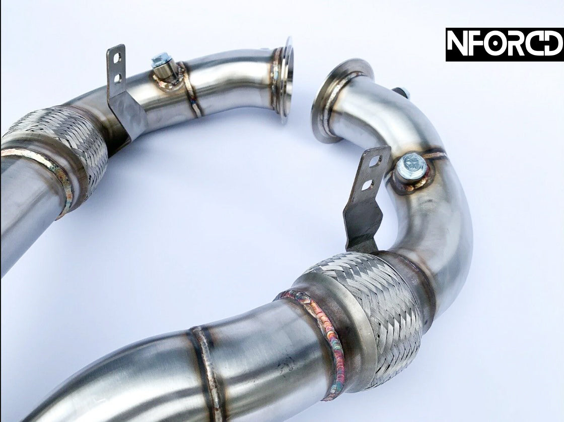 F85 F86 S63TU Decat Downpipes Catless 3" T304 Stainless, TIG Welded, Part No Cuz-F85DP