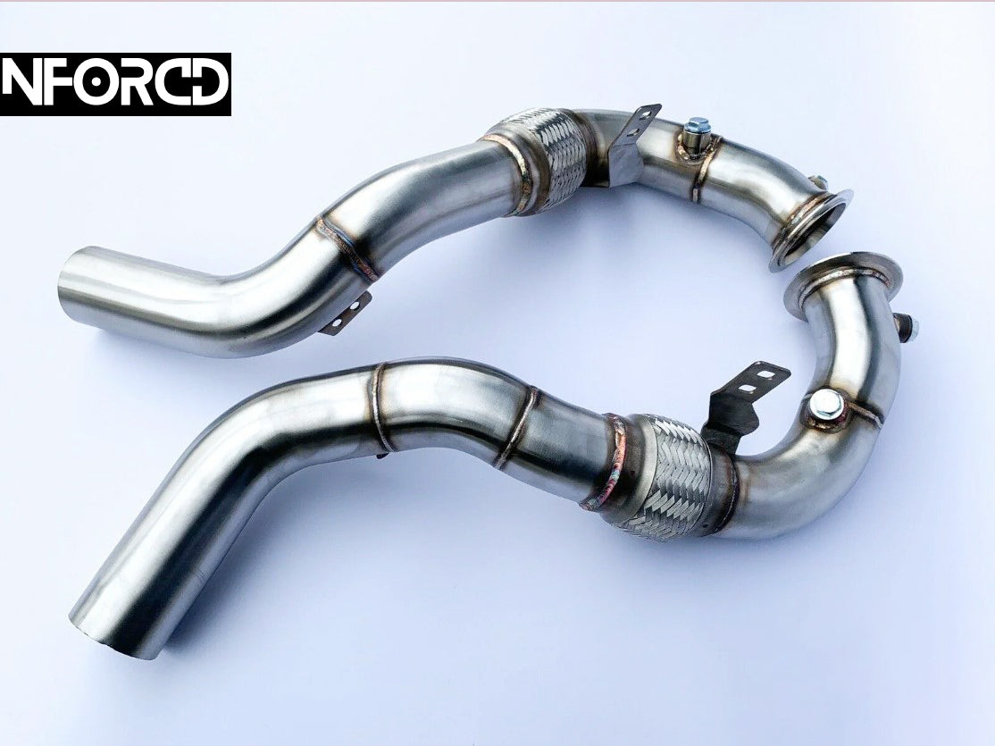 F85 F86 S63TU Decat Downpipes Catless 3" T304 Stainless, TIG Welded, Part No Cuz-F85DP