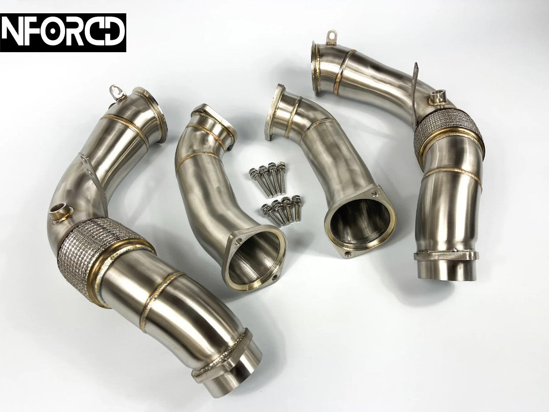 BMW X5M F95 & X6M F96 3-inch catless downpipes, T304 stainless
