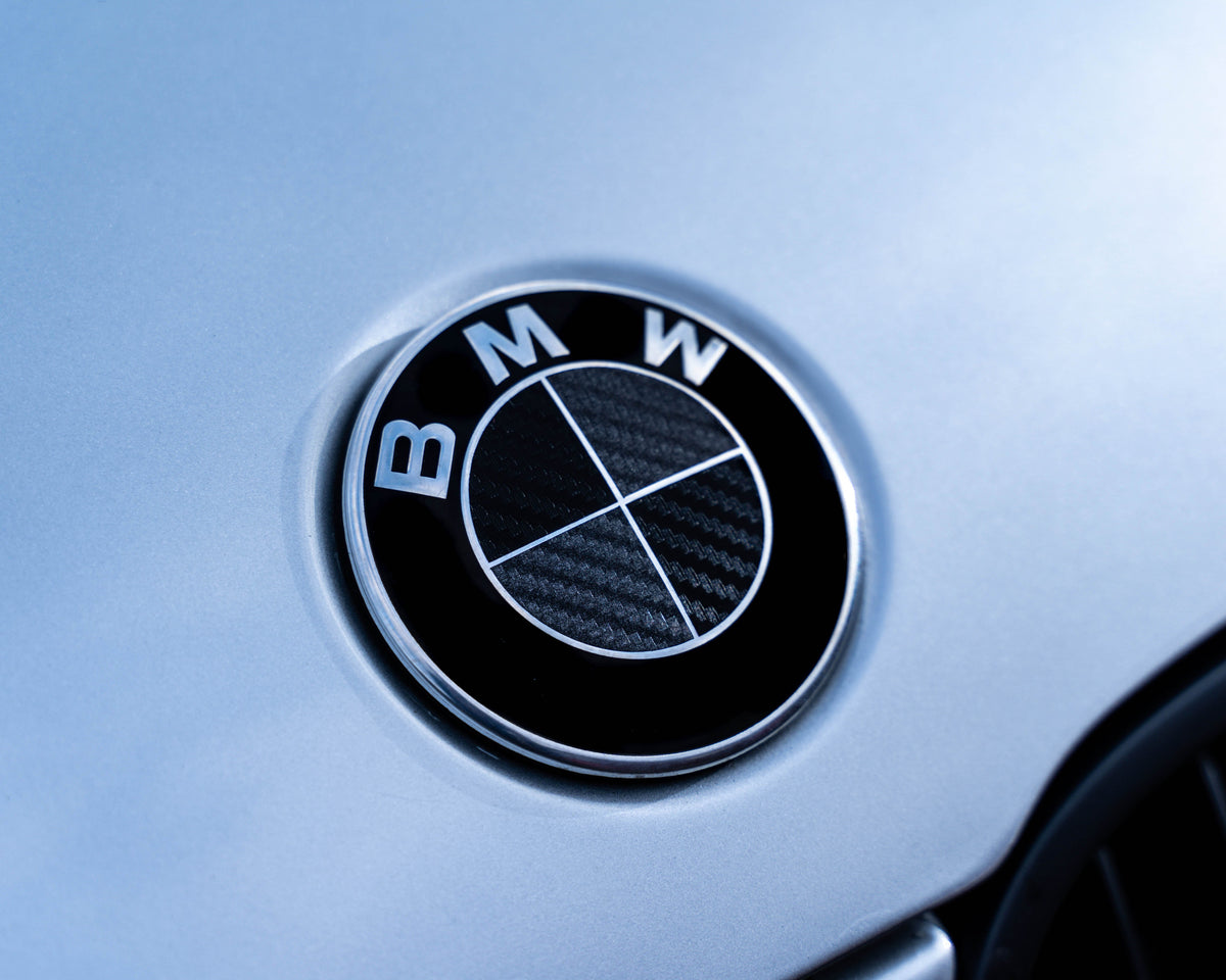 BMW Badge Emblem Overlay Kit - Black Carbon & Dark Grey Vinyl Wrap