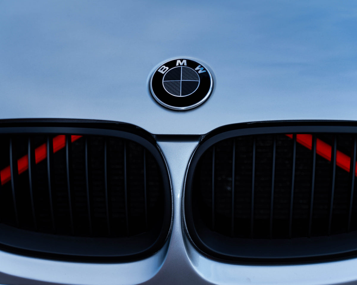 BMW Badge Emblem Overlay Kit - Black Carbon & Dark Grey Vinyl Wrap