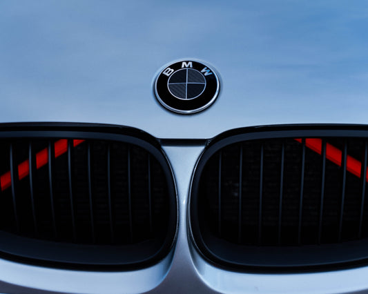 BMW Badge Emblem Overlay Kit - Black Carbon & Dark Grey Vinyl Wrap