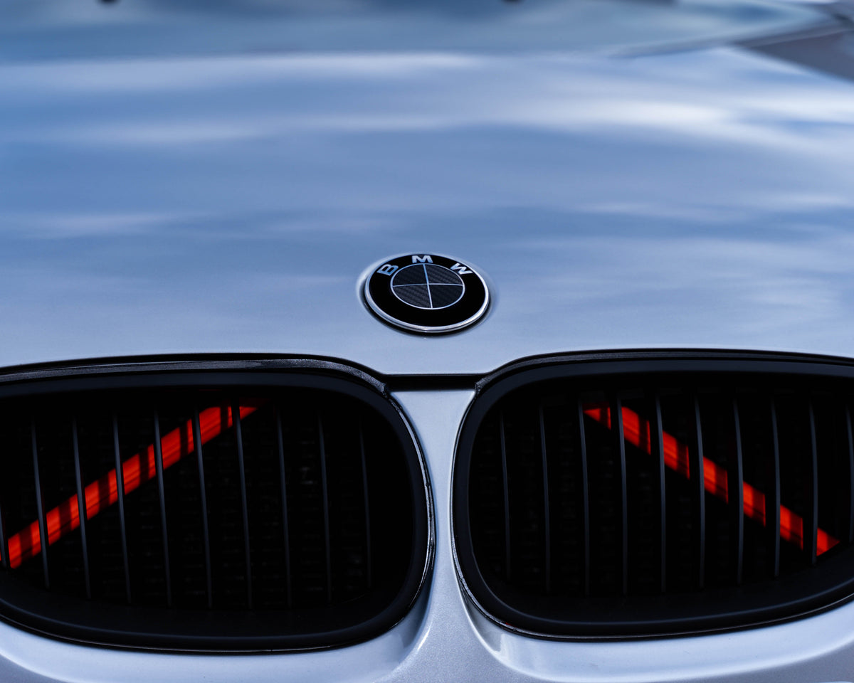 BMW Badge Emblem Overlay Kit - Black Carbon & Dark Grey Vinyl Wrap