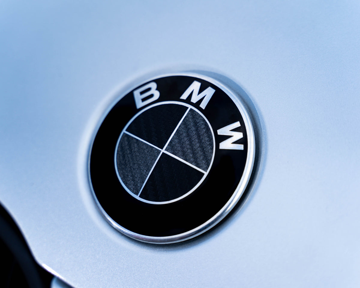 BMW Badge Emblem Overlay Kit - Black Carbon & Dark Grey Vinyl Wrap