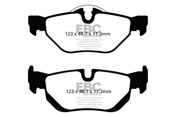 E82 E88 BMW 123i Rear Brake Kit: EBC Yellowstuff 4000 Pads + OE Discs PD03KR112