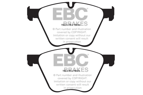 F01 F02 F04 BMW 7 Series Front Brake Kit - EBC Yellowstuff 4000 Pads DP42007R + 348mm Riveted Discs D1818R
