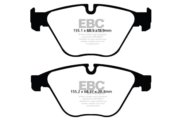 F10 F11 BMW 5 Series Front Brake Kit - EBC Yellowstuff DP42103R + 348mm D1802R Discs, PD03KF1447