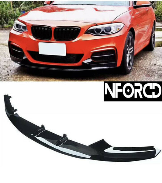 F22 F23 BMW 2 Series M Sport Front Splitter Lip - Gloss Black ABS, Part No Cuz-F22LIP