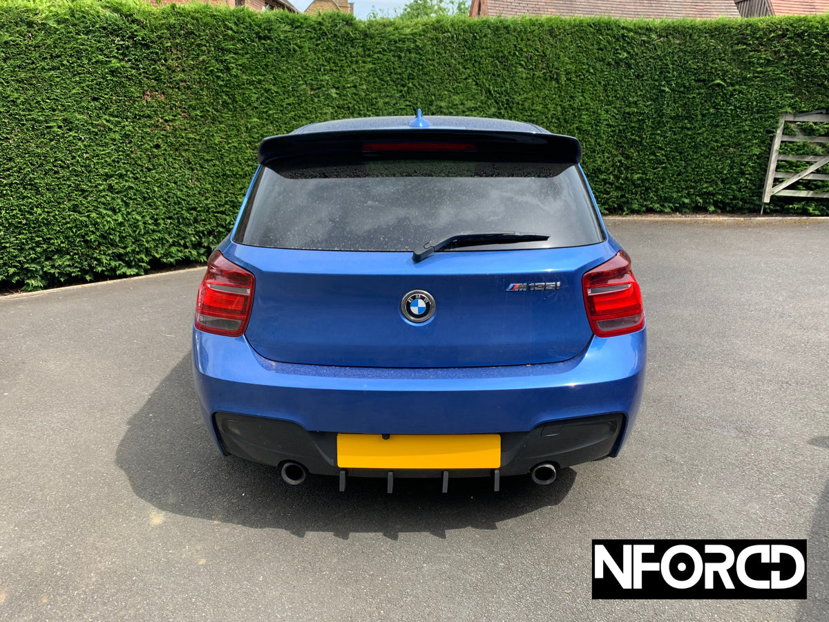 BMW M135i F20 F21 rear bumper fin insert diffuser, matte black
