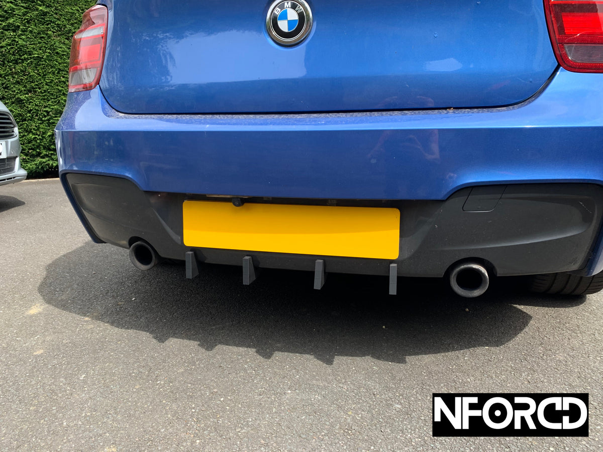 BMW M135i F20 F21 rear bumper fin insert diffuser, matte black